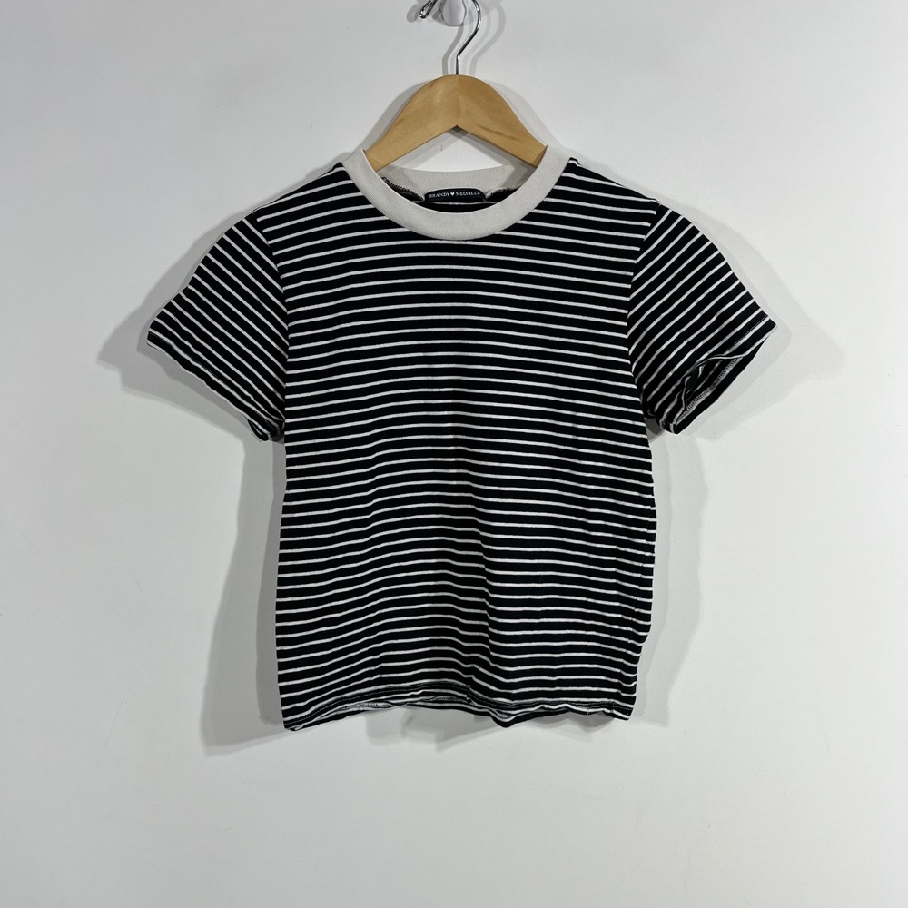 Brandy Melville Fisherman Granola Retro Striped Ringer Tee Short Sleeve Women XS